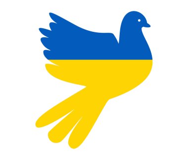 Ukrayna Bayrak Barış Güvercini Ulusal Avrupa Soyut Sembol Vektör İllüstrasyon Tasarımı