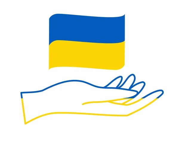 Ukraina Flagga Band Och Hand Emblem Symbol Abstrakt National Europe — Stock vektor