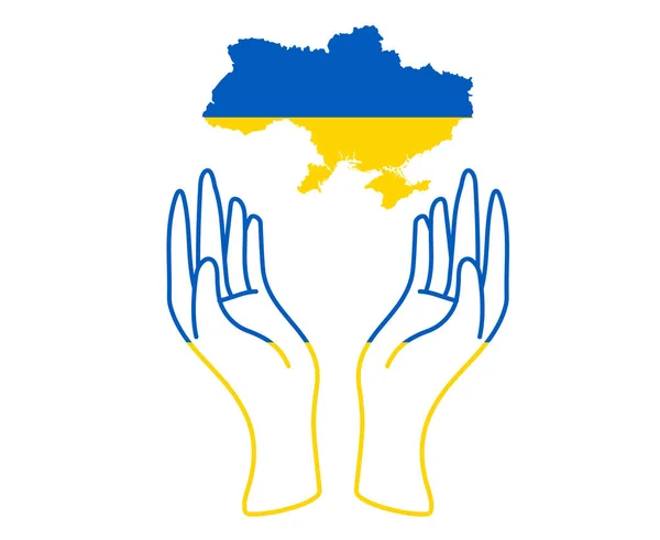 Ukraine Hands Flag Map Emblem National Europe Abstract Symbol Vector — стоковий вектор