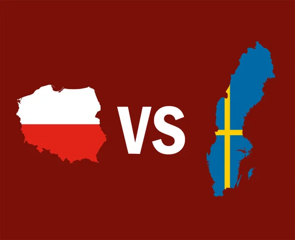 Polen Und Schweden Flaggen Karte Europäischer Fußball Vektor Design Europäische — Stockvektor