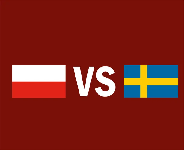 Polen Und Schweden Flaggen Europäischen Fußball Vector Design Europäische Länder — Stockvektor
