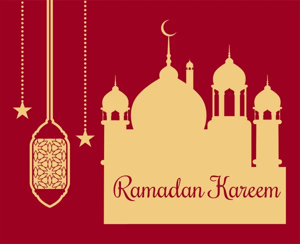 Ramadan Mubarak Kareem摘要设计带有红色背景的向量描述符Brown — 图库矢量图片