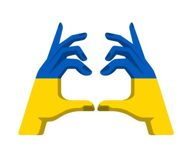 Ukrayna Bayrağı Elleri Ulusal Avrupa 'nın Soyut Sembol Vektörü İllüstrasyon Tasarımı