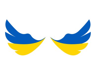 Ukrayna Bayrak kanatları Amblem Vektör Tasarım Sembolü Soyut Ulusal Avrupa illüstrasyonu