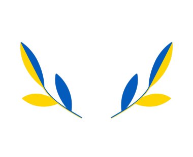 Ukrayna Ağacı Ulusal Avrupa Bayrağını Bıraktı Soyut Sembol Vektör İllüstrasyon Tasarımı