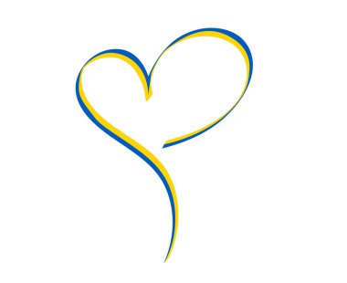 Ukrayna Kalp Kurdele Bayrağı Ulusal Avrupa 'nın Soyut Sembol Vektör İllüstrasyon Tasarımı