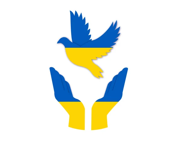 Ukraine Flag Dove Peace Hands Emblem Symbol Abstract National Europe — Vector de stock