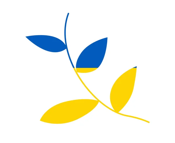 Ukraine Flag Tree Leaves Emblem Design National Europe Abstract Symbol — Vetor de Stock