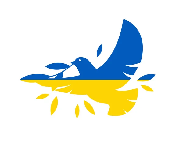 Paloma Paz Ucrania Bandera Vector Emblema Diseño Símbolo Abstracto Europa — Vector de stock