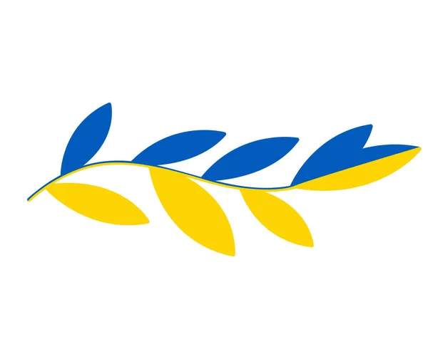 Ukraine Tree Leaves Flag Emblem National Europe Abstract Symbol Vector — Vetor de Stock