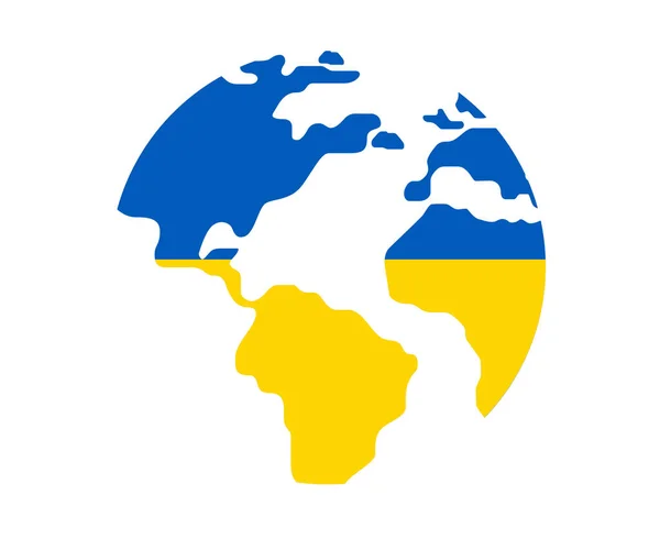 Oekraïne Vlag Embleem Wereld Kaart Nationaal Europa Abstract Symbool Vector — Stockvector