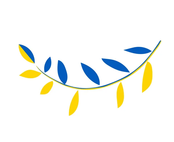 Ukraine Flag Tree Leaves Emblem National Europe Abstract Symbol Vector — Vetor de Stock