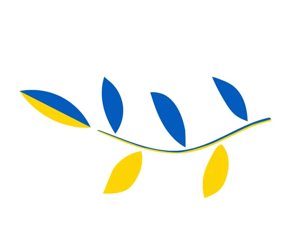 Ukraine Tree Leaves Flag Emblem National Europe Abstract Symbol Vector — Vetor de Stock
