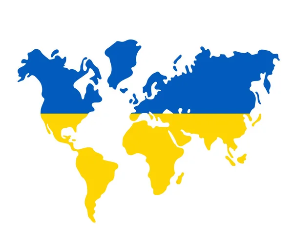 Ukraine Flag World Map Emblem National Europe Abstract Symbol Vector — стоковий вектор