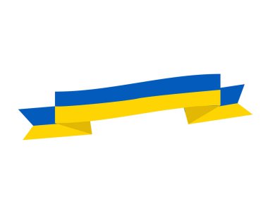 Ukrayna Bayrak Kurdelesi Simge Tasarımı Ulusal Avrupa Sembol Vektörü Soyut İllüstrasyon