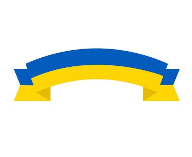 Ukrayna Bayrak Kurdelesi Simge Tasarımı Ulusal Avrupa Sembol Vektörü Soyut İllüstrasyon