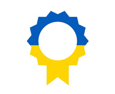 Ukrayna Bayrak Madalyası Amblem Ulusal Avrupa Tasarım Sembol Vektörü Soyut İllüstrasyon