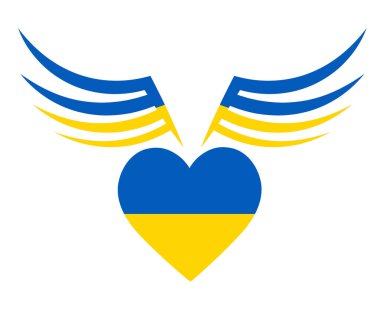 Ukrayna Bayrak Amblemi Kalp ve Kanatlar Ulusal Avrupa 'nın Soyut Vektör İllüstrasyon Tasarımı