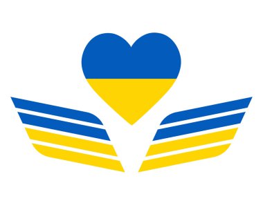 Ukrayna Amblem Kalbi ve Kanatları Ulusal Avrupa 'nın Bayrak Sembolü Soyut Vektör İllüstrasyon Tasarımı