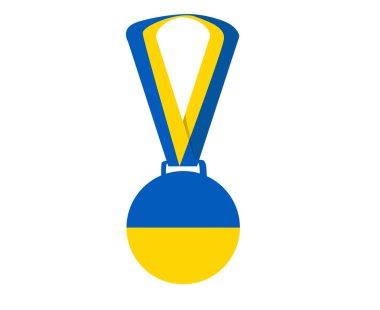 Ukrayna Bayrak Madalyası Ulusal Avrupa Tasarım Sembol Vektörü Soyut İllüstrasyon