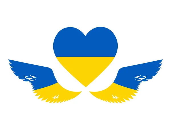 Bandera Ucrania Símbolo Del Emblema Del Corazón National Europe Abstract — Vector de stock