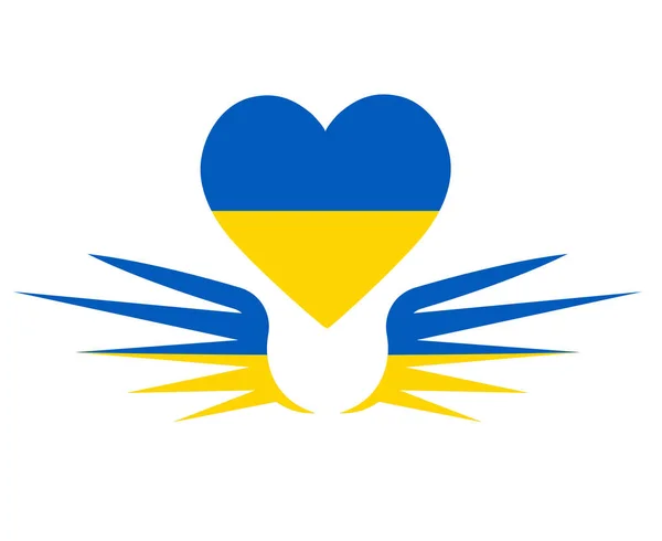 Ucrania Corazón Alas Emblema Bandera Símbolo Nacional Europa Abstracto Vector — Vector de stock