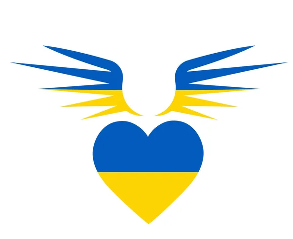 Ucrania Corazón Emblema Alas Bandera Símbolo Nacional Europa Abstracto Vector — Vector de stock