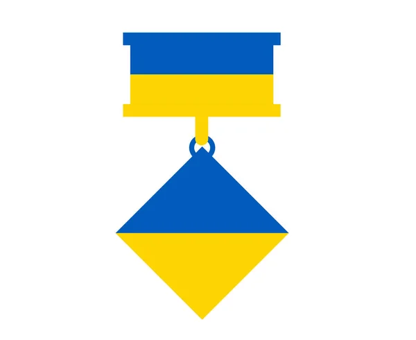 Medal Ukraine Flag Ribbon Emblem Symbol Design National Europe Vector — Vector de stock