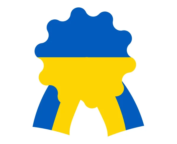 Ucrânia Medalha Bandeira Emblema Símbolo Nacional Europa Design Vector Ilustração — Vetor de Stock