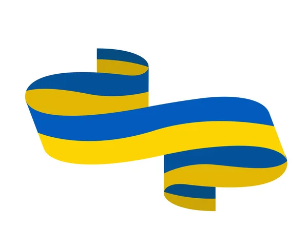 Ukraine Ruban Drapeau Symbole Europe Nationale Emblème Illustration Vectorielle Abstraite — Image vectorielle