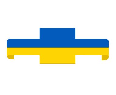 Ukrayna Kurdele Sembol Bayrağı Ulusal Avrupa Soyut Vektör İllüstrasyon Tasarımı