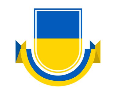 Ukrayna Amblem Kurdele Tasarımı Ulusal Avrupa Bayrağı Soyut Sembol Vektörü İllüstrasyonu