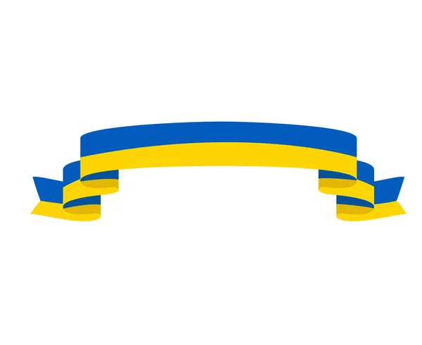 Ukraine Flag Emblem National Europe Symbol Ribbon Abstract Vector Illustration —  Vetores de Stock