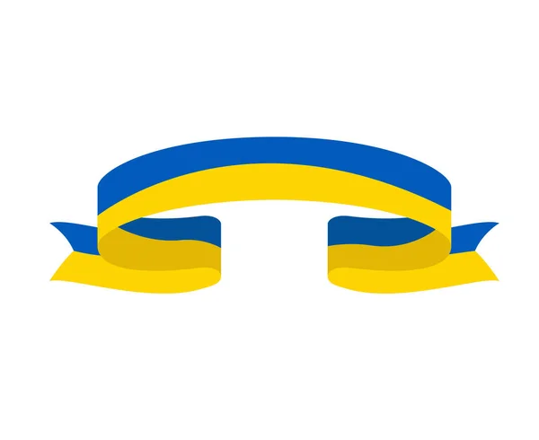 Ukraine Flag National Europe Ribbon Symbol Emblem Abstract Vector Illustration —  Vetores de Stock