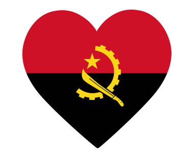 Angola Bayrağı Ulusal Afrika Amblem Kalp Simgesi Vektör İllüstrasyonu Soyut Tasarım Elemanı