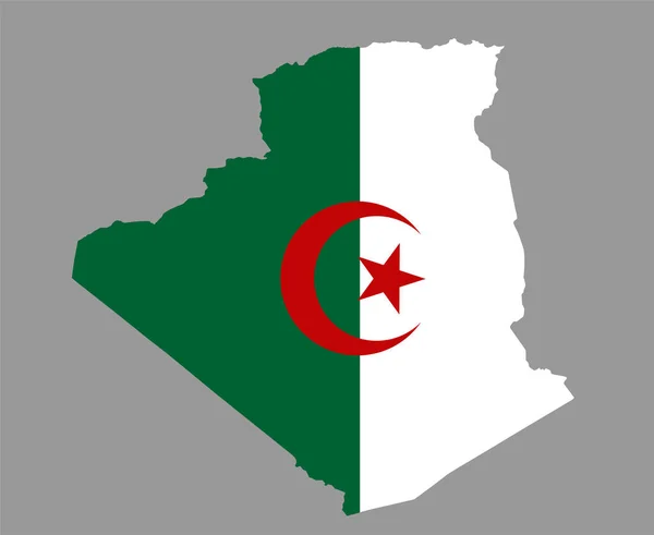 Cezayir Bayrağı Ulusal Afrika Amblem Haritası Simge Vektör Llüstrasyonu Soyut — Stok Vektör