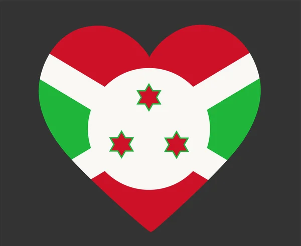 Burundi Flag National Africa Emblem Heart Icon Vector Illustration Abstract — Stockový vektor