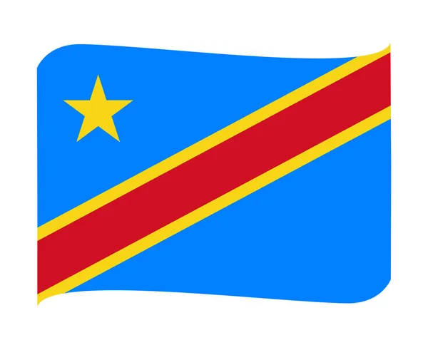 Demokratische Republik Kongo Flagge National Africa Emblem Ribbon Icon Vector — Stockvektor