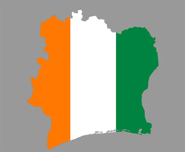 Флаг Кот Ивуара Государственный Герб Африки Карта Иконка Векторная Иллюстрация — стоковый вектор