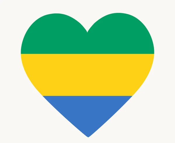 Gabon Flag National Africa Emblem Heart Icon Vector Illustration Abstract — Stock vektor