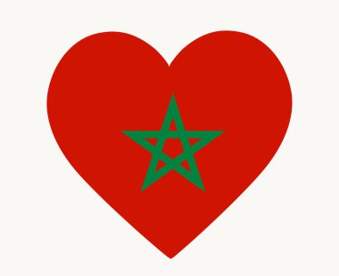 Fas Bayrağı Ulusal Afrika Amblem Kalp Simgesi Vektör İllüstrasyonu Soyut Tasarım Elemanı