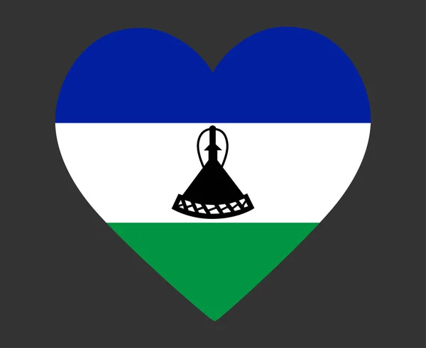 Lesotho Flag National Africa Emblem Heart Icon Vector Illustration Abstract — Stock vektor