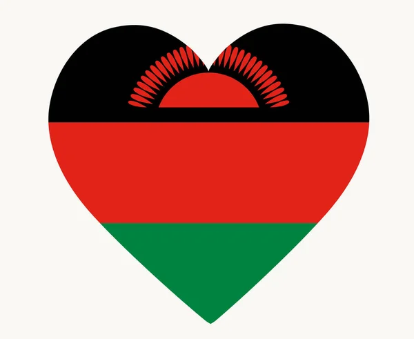 Malawi Vlag Nationaal Afrika Embleem Hart Ikoon Vector Illustratie Kort — Stockvector