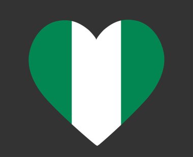 Nijerya Bayrağı Ulusal Afrika Amblem Kalp Simgesi Vektör İllüstrasyonu Soyut Tasarım Elemanı