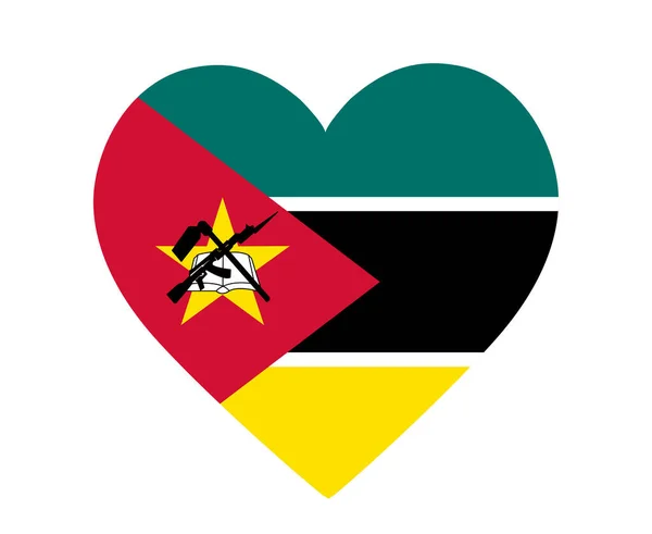 Moçambique Flagga National Africa Emblem Heart Ikon Vektor Illustration Abstrakt — Stock vektor