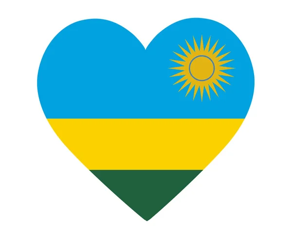 Rwanda Flag National Africa Emblem Heart Icon Vector Illustration Abstract — Stock vektor