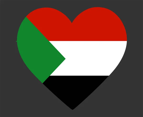 Sudan Flag National Africa Emblem Heart Icon Vector Illustration Abstract — Vector de stock
