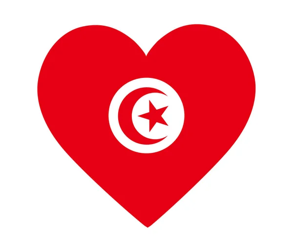 Tunisia Flag National Africa Emblem Heart Icon Vector Illustration Abstract — ストックベクタ
