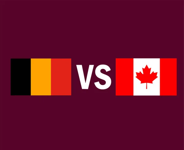 Belgium Canada Flag Emblem Symbol Design Europe North America Football — Stock Vector