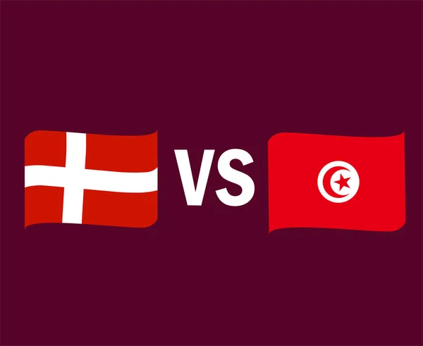 Danemark Und Tunesien Flaggenband Symboldesign Afrikanische Und Europäische Fußball Final — Stockvektor